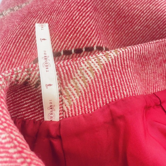 Trussardi Italian A-Line Wool Rust Red Black Skirt Pleated Hem Size 42, US Small - Picture 10 of 10